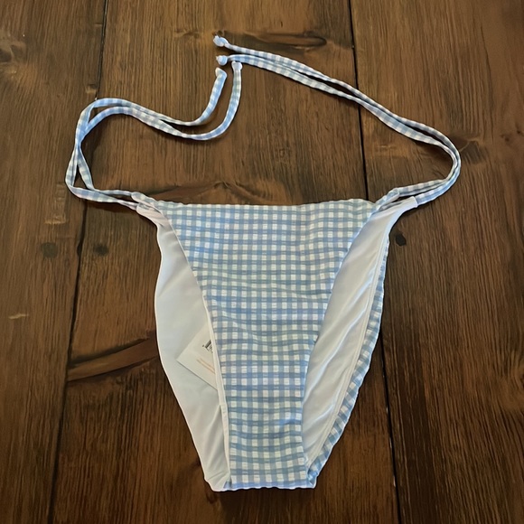 Andies Swim The String Bottom Womens L Light Blue White Gingham Pattern … - Picture 9 of 11